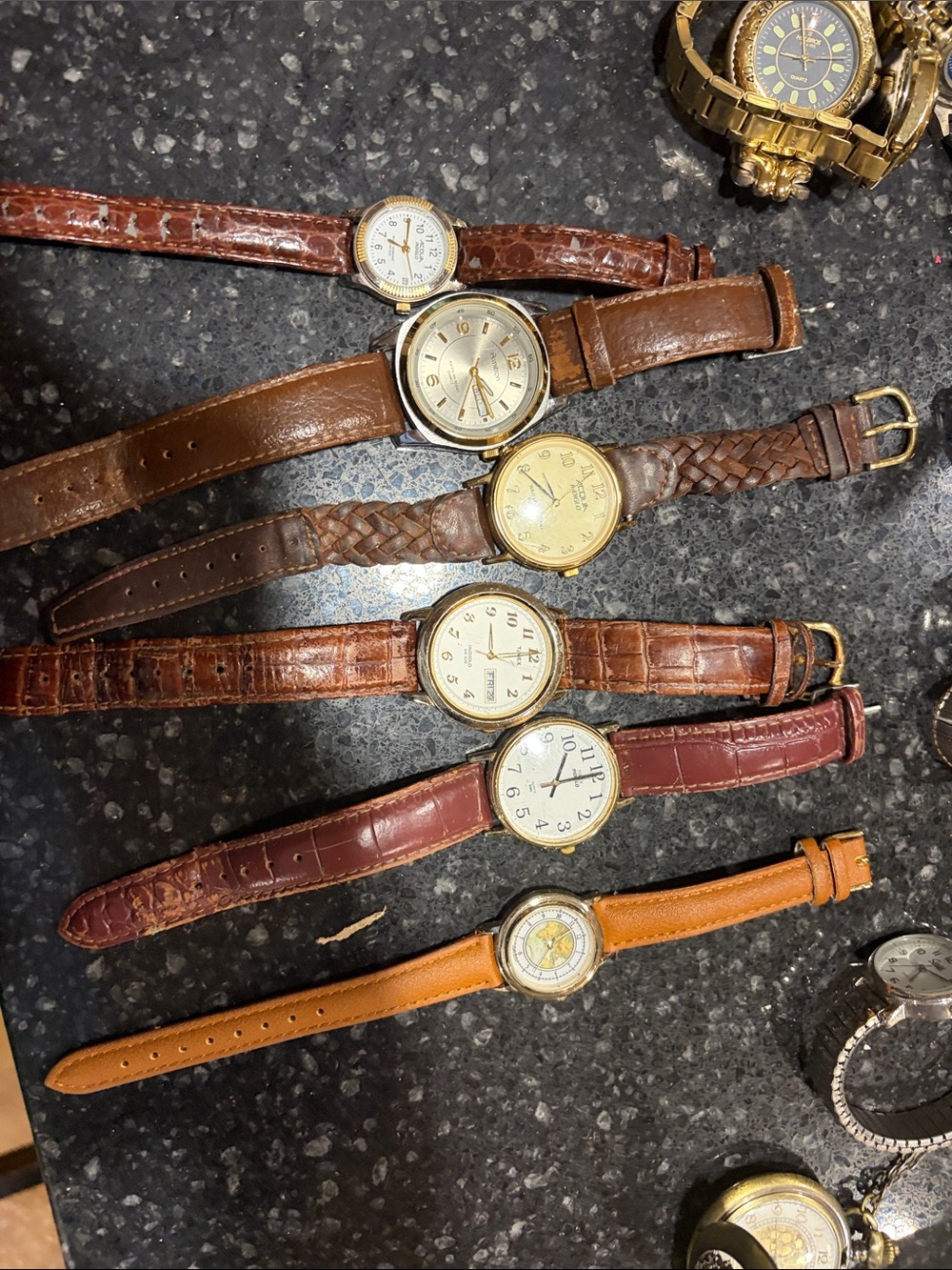 Timex Men's Leather Strap Watches in Brown and Tan